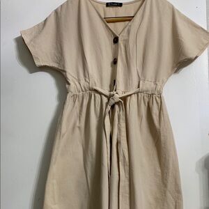 Simplee  Tan Dolman Sleeve V-Neck Sundress